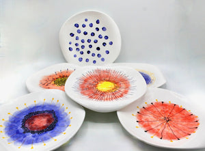 My House by Marine dining plates set Hand Painted Ceramic Dinner Plates: Abstract Designer Tabletop Decor