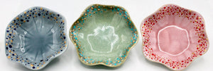 My House by Marine dining plates set Hand Painted Porcelain Ring Dish: Wavy Trinket Plate with Gold Dots