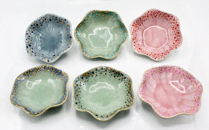 My House by Marine dining plates set Hand Painted Porcelain Ring Dish: Wavy Trinket Plate with Gold Dots