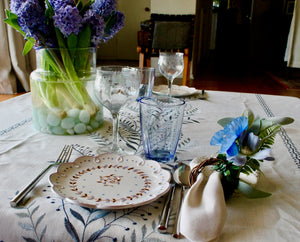 My House by Marine dining plates set Set of 8 Hand-Painted Porcelain Dessert Plates - Pale Blue Victorian Style