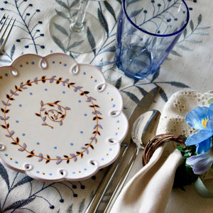 My House by Marine dining plates set Set of 8 Hand-Painted Porcelain Dessert Plates - Pale Blue Victorian Style