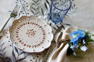 My House by Marine dining plates set Set of 8 Hand-Painted Porcelain Dessert Plates - Pale Blue Victorian Style