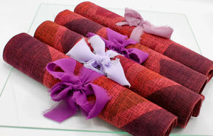 My House by Marine fabric placemats Set of Contemporary Artistic Hand Painted Burgundy Linen Placemats Handcrafted for Stylish Dining