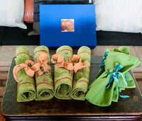 My House by Marine fabric placemats Sophisticated Set of Linen Placemats in Green Orange for Chic Dining