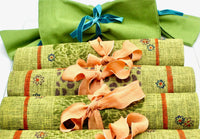 My House by Marine fabric placemats Sophisticated Set of Linen Placemats in Green Orange for Chic Dining