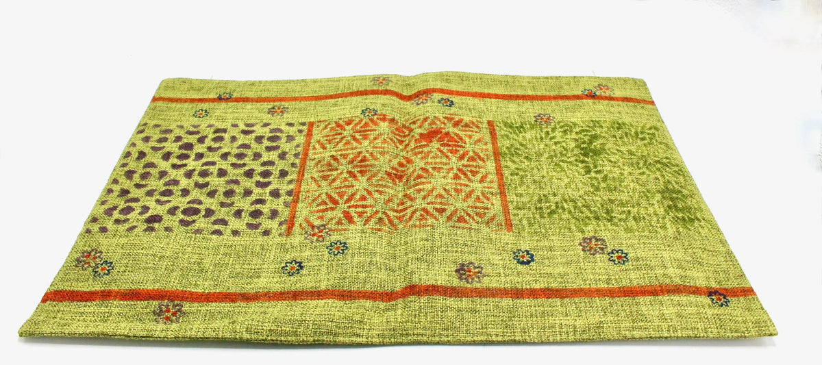 My House by Marine fabric placemats Sophisticated Set of Linen Placemats in Green Orange for Chic Dining