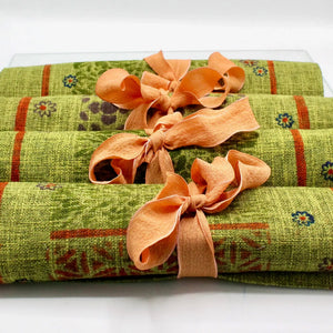 My House by Marine fabric placemats Sophisticated Set of Linen Placemats in Green Orange for Chic Dining