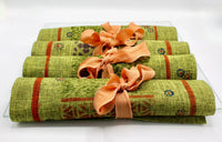My House by Marine fabric placemats Sophisticated Set of Linen Placemats in Green Orange for Chic Dining