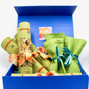 My House by Marine fabric placemats Sophisticated Set of Linen Placemats in Green Orange for Chic Dining