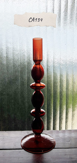 My House by Marine Glass Candleholders CA134-Deep Caramel Tall Bright Yellow, Pink and Red Glass Candlesticks for Romantic Coffee Table Decor
