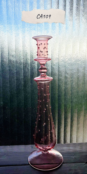 My House by Marine Glass Candleholders CA109-Pale Pink Tall Bright Yellow, Pink and Red Glass Candlesticks for Romantic Coffee Table Decor