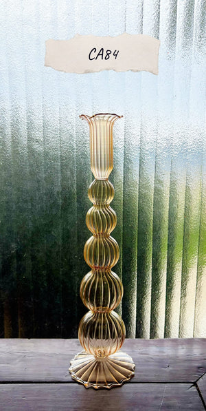 My House by Marine Glass Candleholders CA84-Pale Orange Tall Bright Yellow, Pink and Red Glass Candlesticks for Romantic Coffee Table Decor