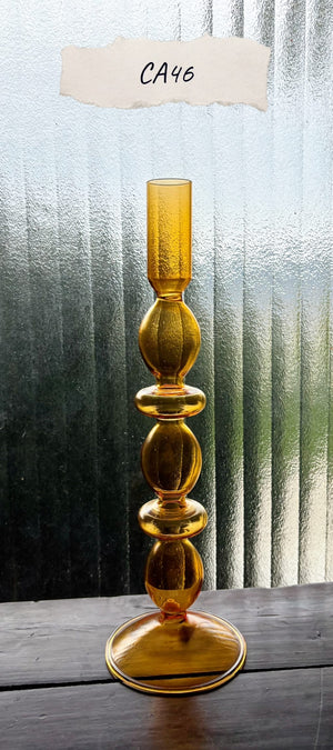My House by Marine Glass Candleholders CA46-Tall Orange Bright Yellow, Pink and Red Glass Candlesticks for Romantic Coffee Table Decor
