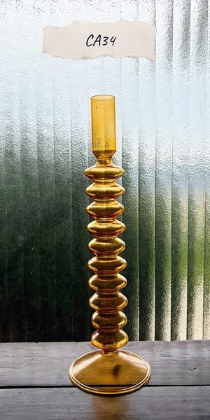 My House by Marine Glass Candleholders CA34-Tall Orange Bright Yellow, Pink and Red Glass Candlesticks for Romantic Coffee Table Decor
