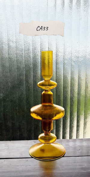 My House by Marine Glass Candleholders CA33-Orange yellow Tall Bright Yellow, Pink and Red Glass Candlesticks for Romantic Coffee Table Decor