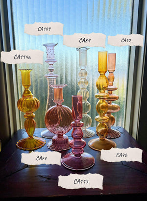 My House by Marine Glass Candleholders Bright Yellow, Pink and Red Glass Candlesticks for Romantic Coffee Table Decor