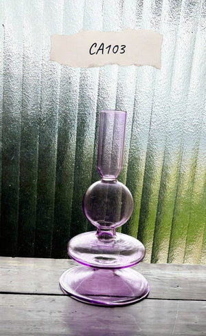 My House by Marine Glass Candleholders CA103-Mauve medium Bright Yellow, Pink and Red Glass Candlesticks for Romantic Coffee Table Decor