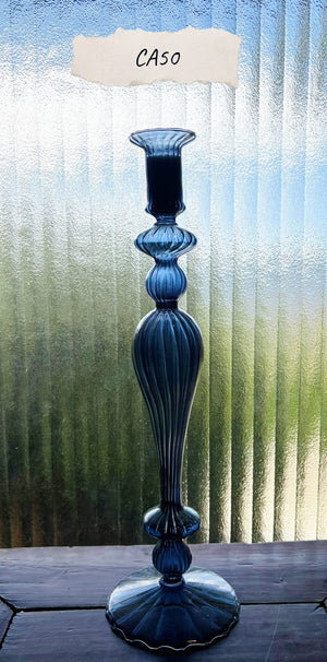 My House by Marine Glass Candleholders CA50-Xtra Tall Navy Cobalt Blue and Purple Glass Candlesticks for Romantic Coffee Table Decor