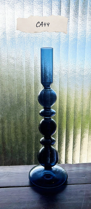 My House by Marine Glass Candleholders CA44-Tall Navy Cobalt Blue and Purple Glass Candlesticks for Romantic Coffee Table Decor