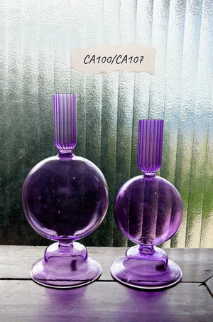 My House by Marine Glass Candleholders CA100-Purple Ball Large Cobalt Blue and Purple Glass Candlesticks for Romantic Coffee Table Decor
