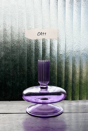 My House by Marine Glass Candleholders CA91-Purple Short Cobalt Blue and Purple Glass Candlesticks for Romantic Coffee Table Decor