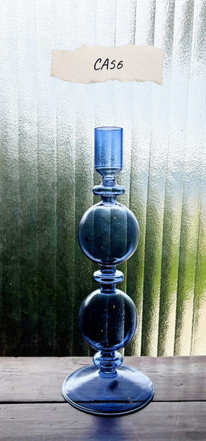 My House by Marine Glass Candleholders CA56-Tall Navy Cobalt Blue and Purple Glass Candlesticks for Romantic Coffee Table Decor