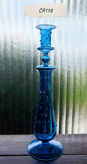 My House by Marine Glass Candleholders CA138-Dark Blue w/dots Cobalt Blue and Purple Glass Candlesticks for Romantic Coffee Table Decor