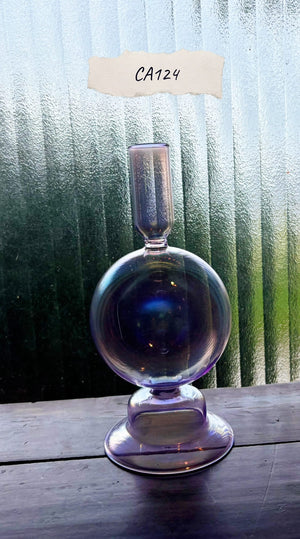 My House by Marine Glass Candleholders CA124-Iridescent Mauve Ball Cobalt Blue and Purple Glass Candlesticks for Romantic Coffee Table Decor
