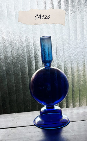 My House by Marine Glass Candleholders CA126-Iridescent Blue Ball Cobalt Blue and Purple Glass Candlesticks for Romantic Coffee Table Decor