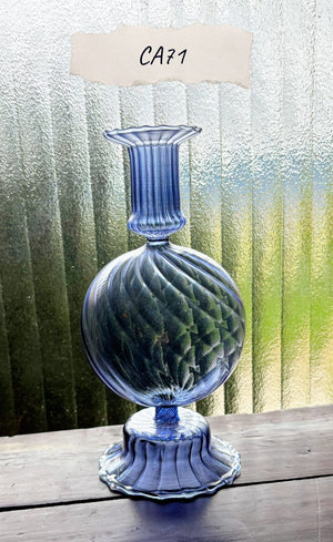 My House by Marine Glass Candleholders CA71-Pale Navy Ball Cobalt Blue and Purple Glass Candlesticks for Romantic Coffee Table Decor