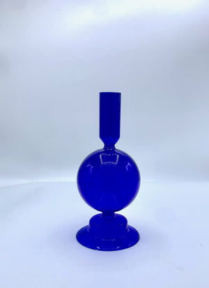 My House by Marine Glass Candleholders CA24-Small Cobalt Round Cobalt Blue and Purple Glass Candlesticks for Romantic Coffee Table Decor