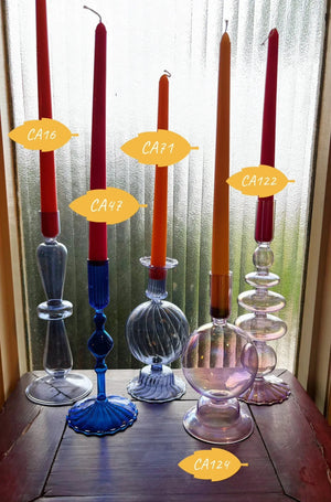 My House by Marine Glass Candleholders Cobalt Blue and Purple Glass Candlesticks for Romantic Coffee Table Decor
