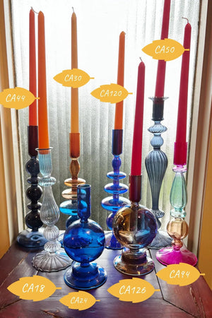 My House by Marine Glass Candleholders Cobalt Blue and Purple Glass Candlesticks for Romantic Coffee Table Decor