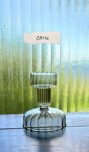 My House by Marine Glass Candleholders CA11a-Grey short Turquoise & Green Glass Candelabra: Modern Coffee Table Centerpiece