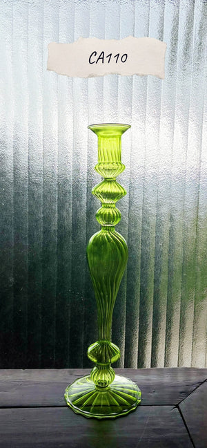 My House by Marine Glass Candleholders CA110-Xtra Tall Apple Green Turquoise & Green Glass Candelabra: Modern Coffee Table Centerpiece