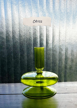 My House by Marine Glass Candleholders CA102-Short Olive Turquoise & Green Glass Candelabra: Modern Coffee Table Centerpiece