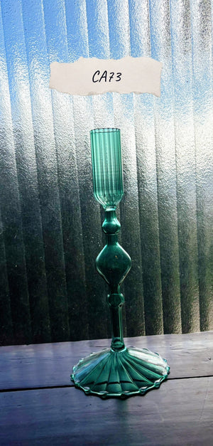 My House by Marine Glass Candleholders CA73-Skinny Emerald Turquoise & Green Glass Candelabra: Modern Coffee Table Centerpiece