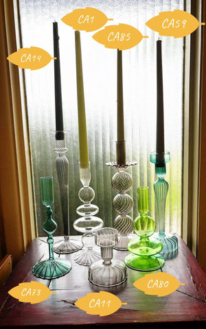 My House by Marine Glass Candleholders Turquoise & Green Glass Candelabra: Modern Coffee Table Centerpiece