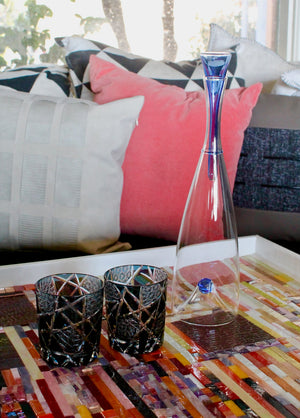 My House by Marine Glass decanters Exquisite Vintage Tall Glass Decanter For The Contemporary Home-Blue or Caramel