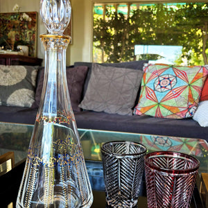 My House by Marine Glass decanters Vintage Hand-Blown Crystal Decanter with Artisan Hand Painted Decorations