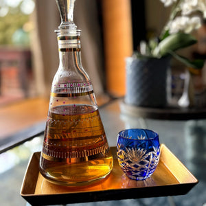 My House by Marine Glass decanters Vintage MCM Hand-Blown Crystal Decanter with Artisan Hand Painted Decorations