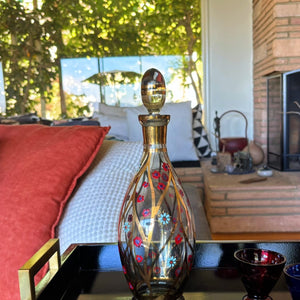 My House by Marine Glass decanters Vintage MCM Hand-Blown Crystal Decanter with Artisan Hand Painted Decorations