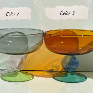 My House by Marine Glass dessert bowls 1 green/1 pink/1 caramel/1 grey Glass Ice-cream Colorful Bowls for Unique Berry/Dessert Presentation