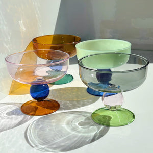 My House by Marine Glass dessert bowls 2 grey Glass Ice-cream Colorful Bowls for Unique Berry/Dessert Presentation