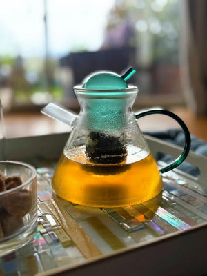 My House by Marine Glass teapot Emerald Green Glass Contemporary Teapot with Stylish Luxury Design