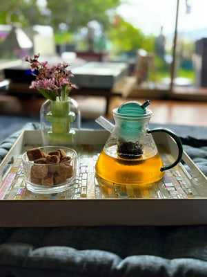 My House by Marine Glass teapot Emerald Green Glass Contemporary Teapot with Stylish Luxury Design