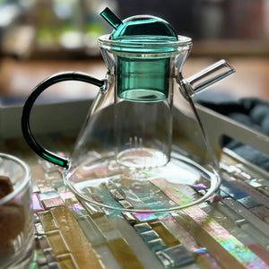 My House by Marine Glass teapot Emerald Green Glass Contemporary Teapot with Stylish Luxury Design