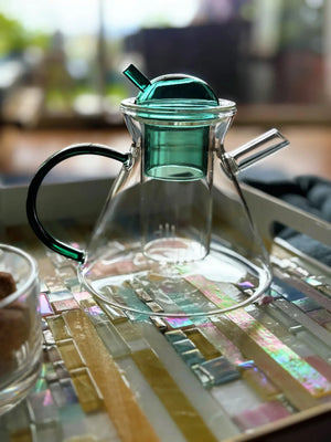 My House by Marine Glass teapot Emerald Green Glass Contemporary Teapot with Stylish Luxury Design