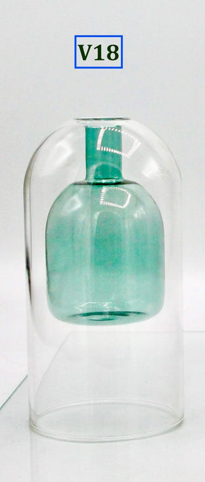My House by Marine Glass Vases V18-Emerald vase Sophisticated Modern Colored Glass Vases for Coffee Table Decor and Unique Centerpiece