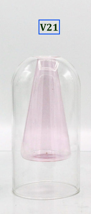 My House by Marine Glass Vases V21-Triangle Rose Sophisticated Modern Colored Glass Vases for Coffee Table Decor and Unique Centerpiece